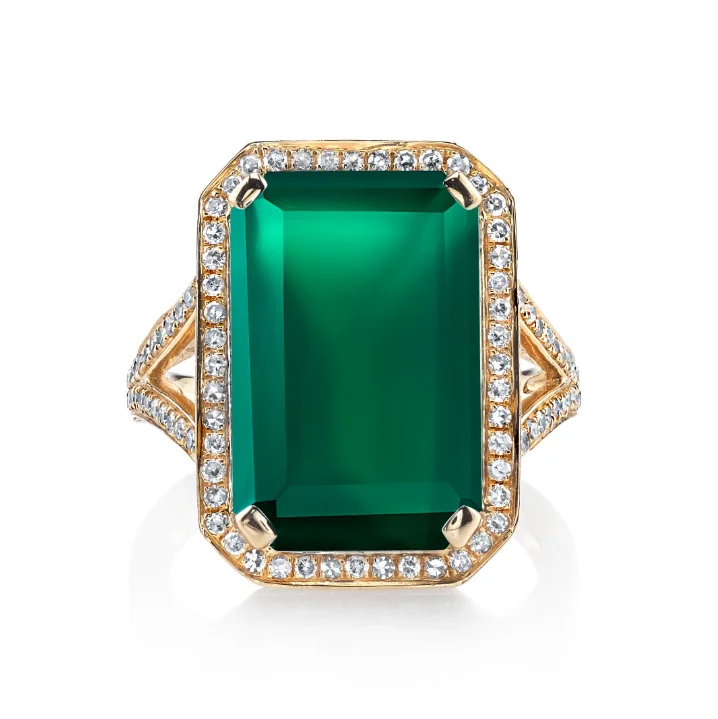 Yellow Gold/Green Onyx