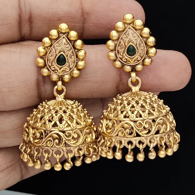 women’s diamond drop earrings-Jewel Addiction Copper Rajwadi Finish Pota Stone Jhumki Earrings