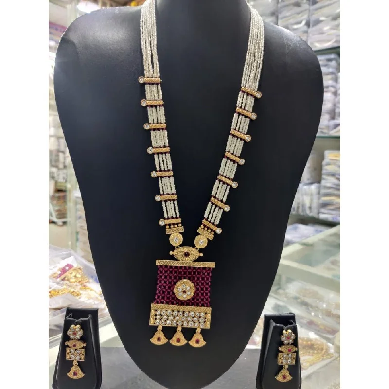 women’s wedding jewelry necklaces-Akruti Collection Gold Plated Long Necklace Set