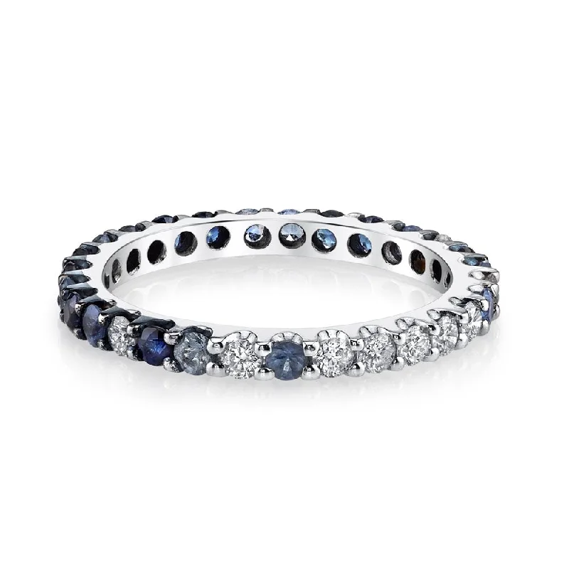 women’s multi-stone rings-BLUE SAPPHIRE OMBRE ETERNITY BAND