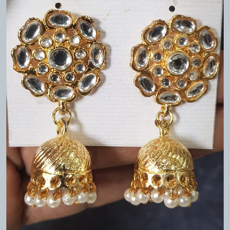 women’s dangling gemstone earrings-Shreeji Gold Plated Crystal Stone Jhumki Earrings