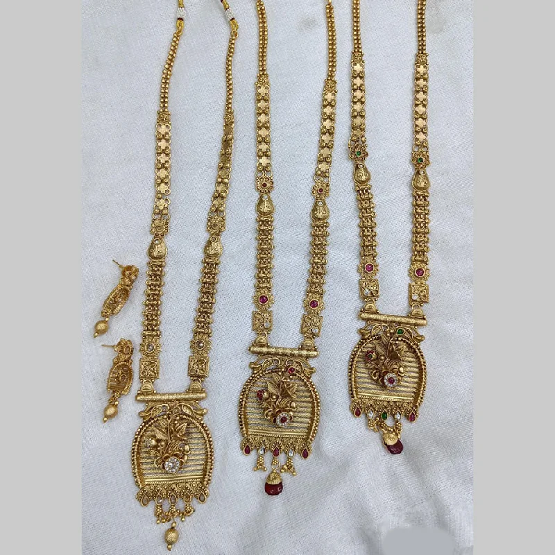 women’s charm necklaces-Rani Sati Jewels Gold Plated Pota Long Necklace Set