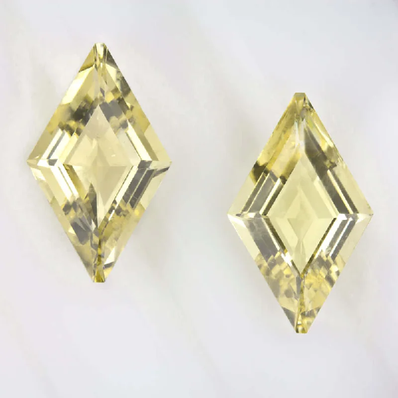 women’s hoop earrings with gemstones-4.77ct YELLOW SCAPOLITE PAIR NATURAL GEMSTONE KITE STEP CUT DROP DANGLE EARRINGS