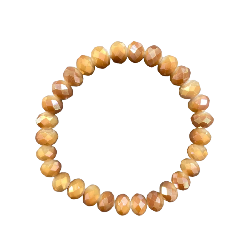 women’s simple cuff bracelets-Tan Faceted Rondelle AB 8mm Bracelet