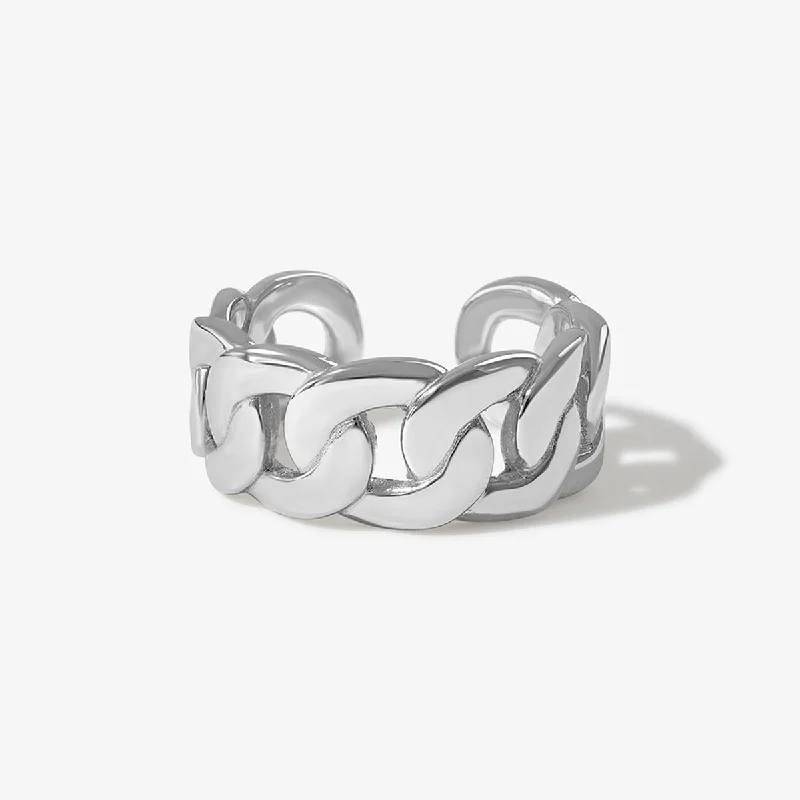 women’s sterling silver wedding bands-Landel chunky chain ring