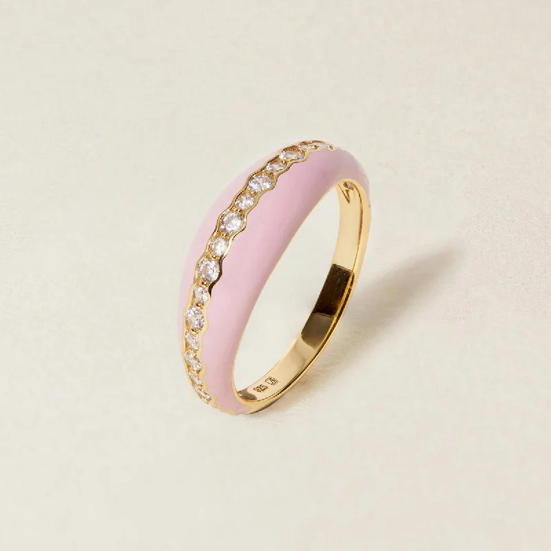 women’s stackable wedding bands-Jerry strawberry dome ring