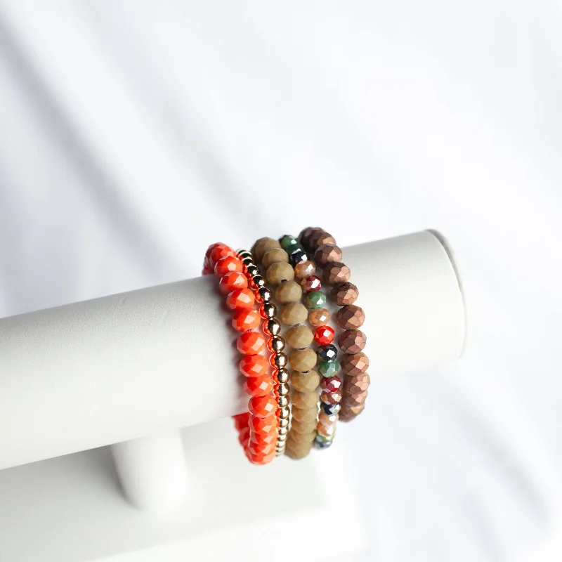 women’s charm bracelets-Matte Autumn Bracelet Stack