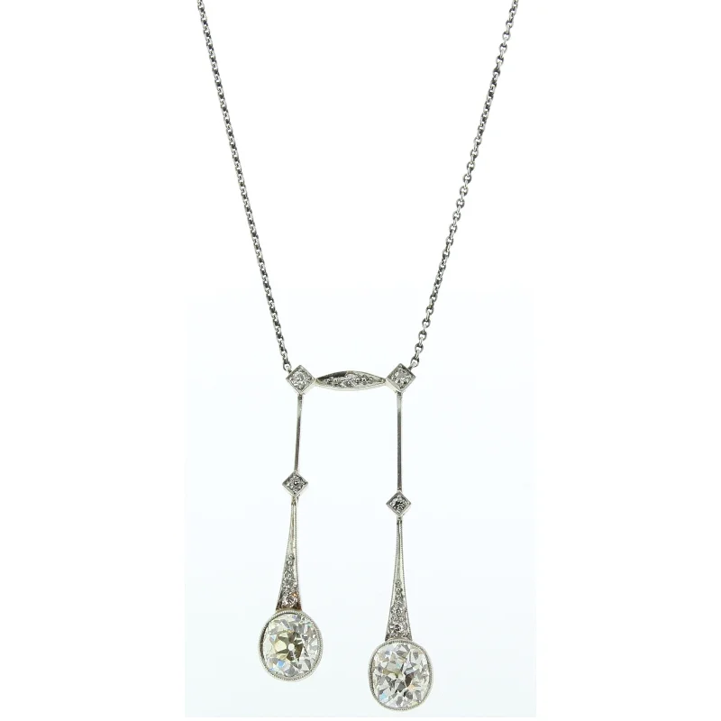 women’s layered necklaces-Edwardian Platinum Diamond Necklace