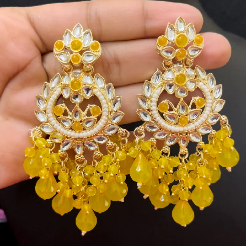 women’s butterfly earrings-ShringarStreet Gold Plated Kundan And Beads Dangler Earrings