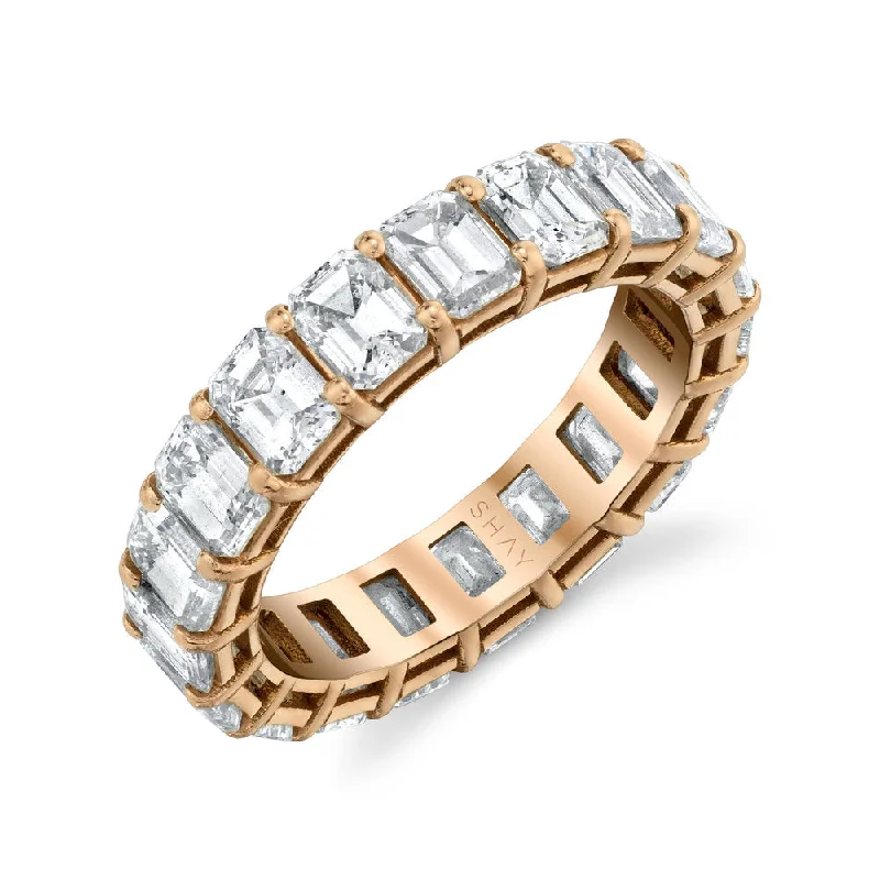 women’s large diamond rings-DIAMOND EMERALD CUT ETERNITY BAND, 5cts