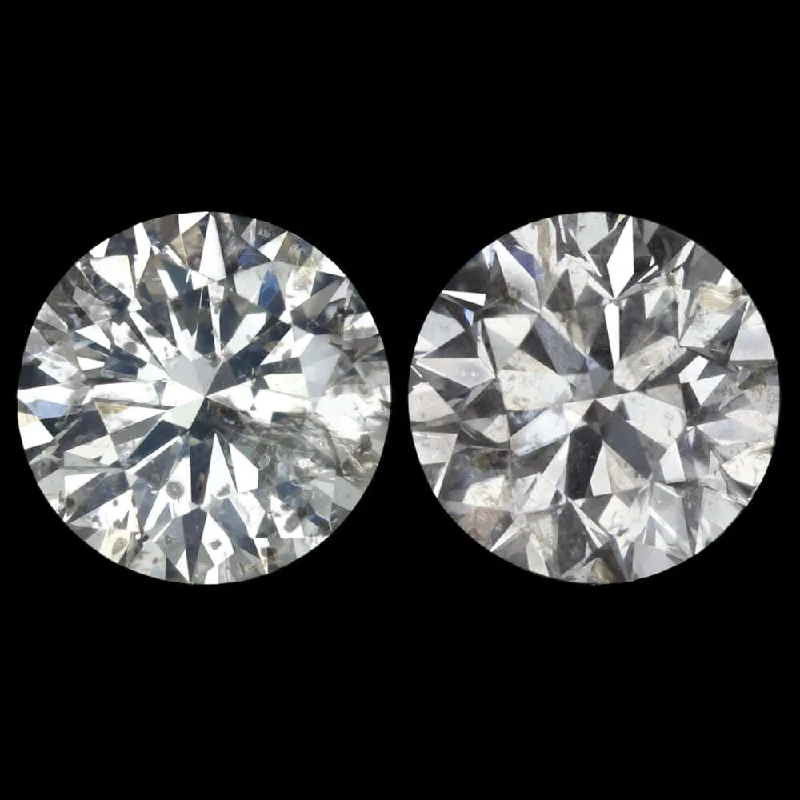 women’s large stud earrings-4ct VERY GOOD ROUND BRILLIANT CUT DIAMOND STUD EARRINGS MATCHING PAIR NATURAL