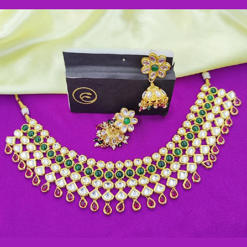 women’s sapphire necklaces-Fancyla Gold Plated Kundan Necklace Set