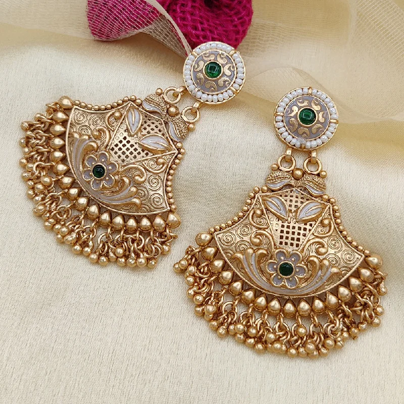 women’s vintage stud earrings-Jewel Addiction Copper Rajwadi Finish Pota Stone Dangler Earrings