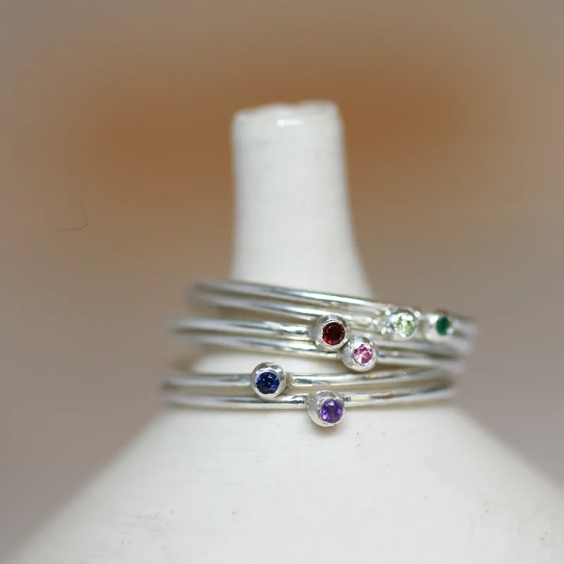 women’s adjustable rings-FLECK GEMSTONE RING