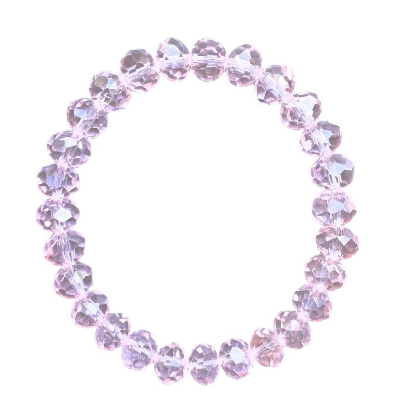 women’s fine gold bracelets-Ice Pink Faceted Rondelle 8mm Bracelet