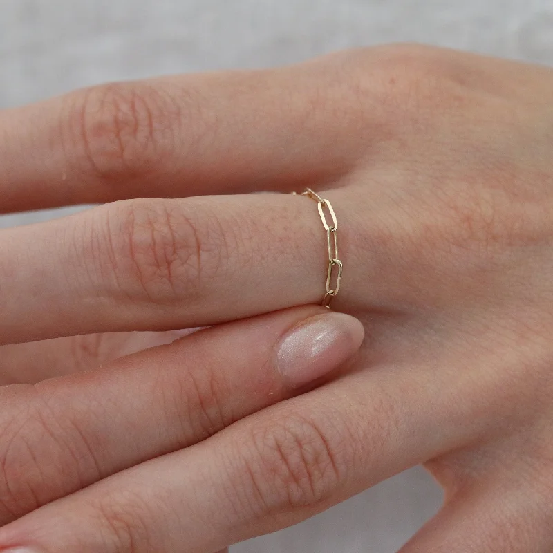 women’s eternity bands-ELONGATED LINK RING