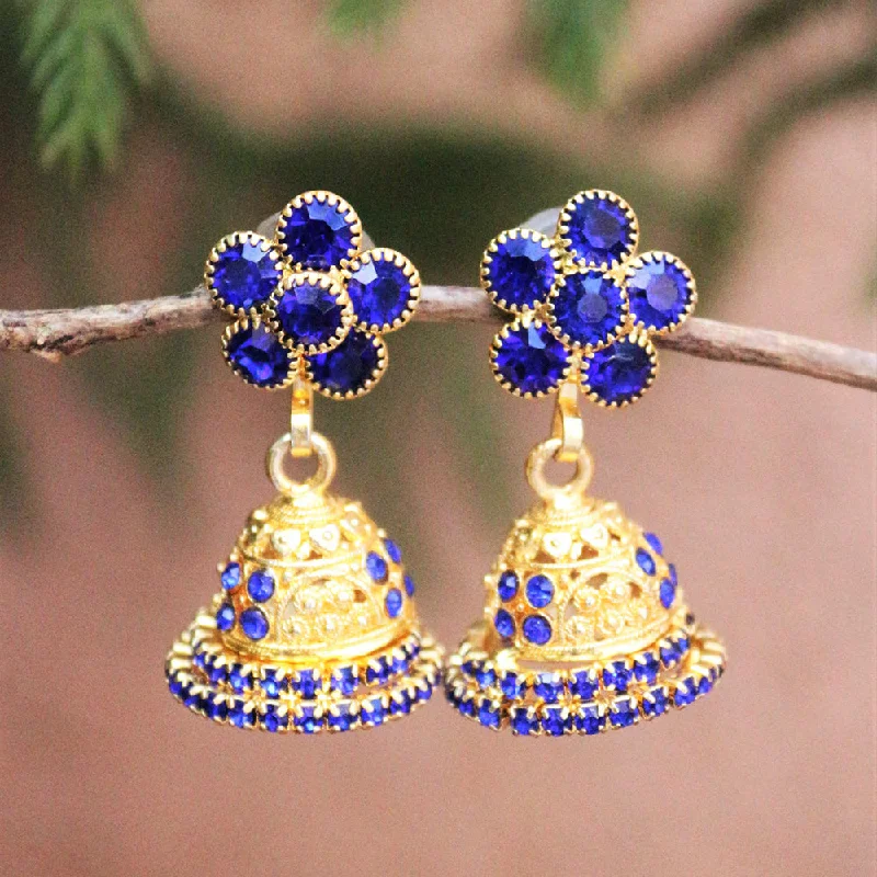 women’s drop earrings with diamonds-H K Fashion Gold Plated Austrian Stone Jhumki Earrings