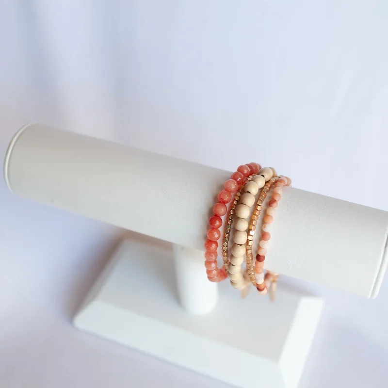 women’s sterling silver bracelets-Plainly Peach Wrap Bracelet Stack