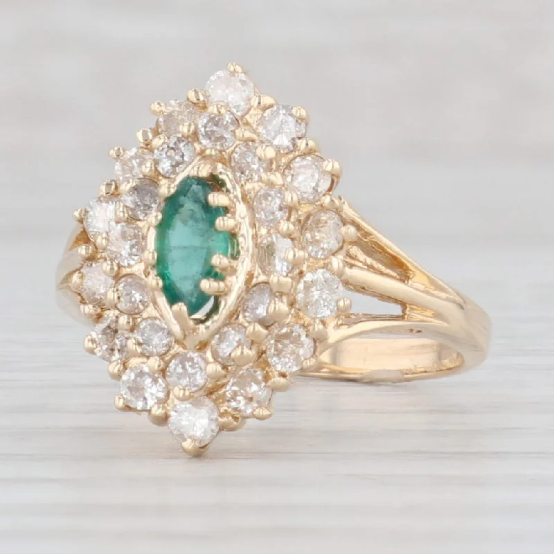 women’s luxurious engagement rings-0.82ctw Marquise Emerald Diamond Ring 14k Yellow Gold Size 6