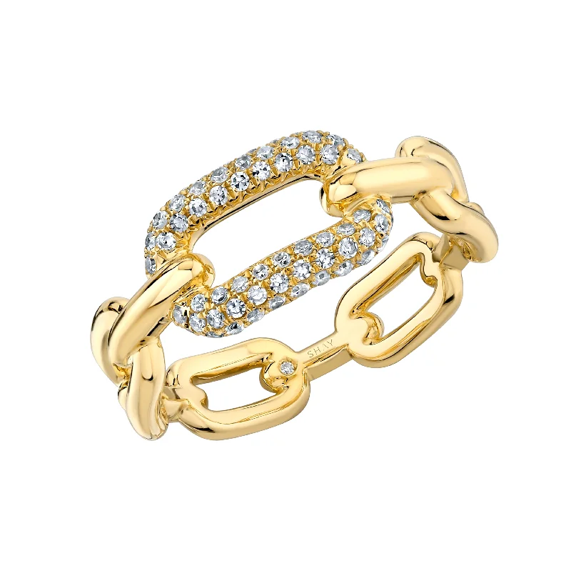 women’s eternity rings-READY TO SHIP DIAMOND PARTIAL PAVE MINI CABLE LINK RING