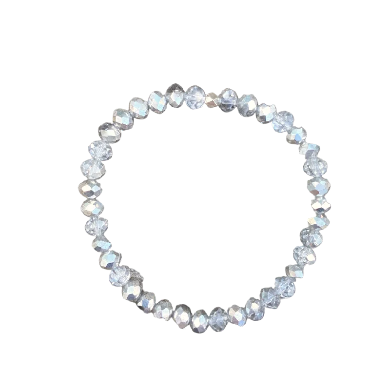 women’s handmade bracelets-Silver & Clear Faceted Rondelle 6mm Bracelet