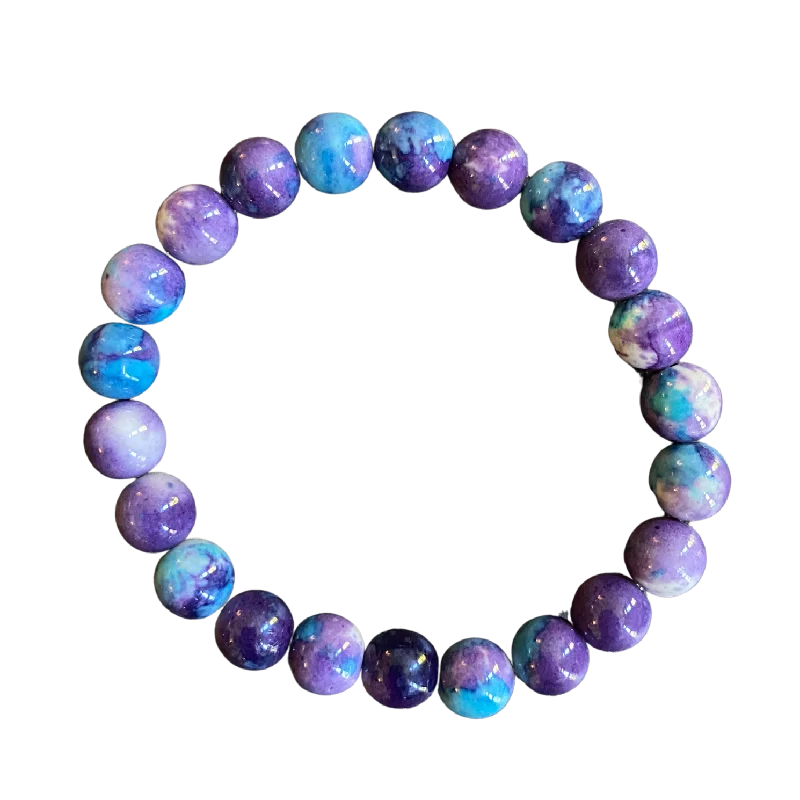 women’s rose gold bracelets-Purple Blue Spotted Rain Stone 8mm Bracelet