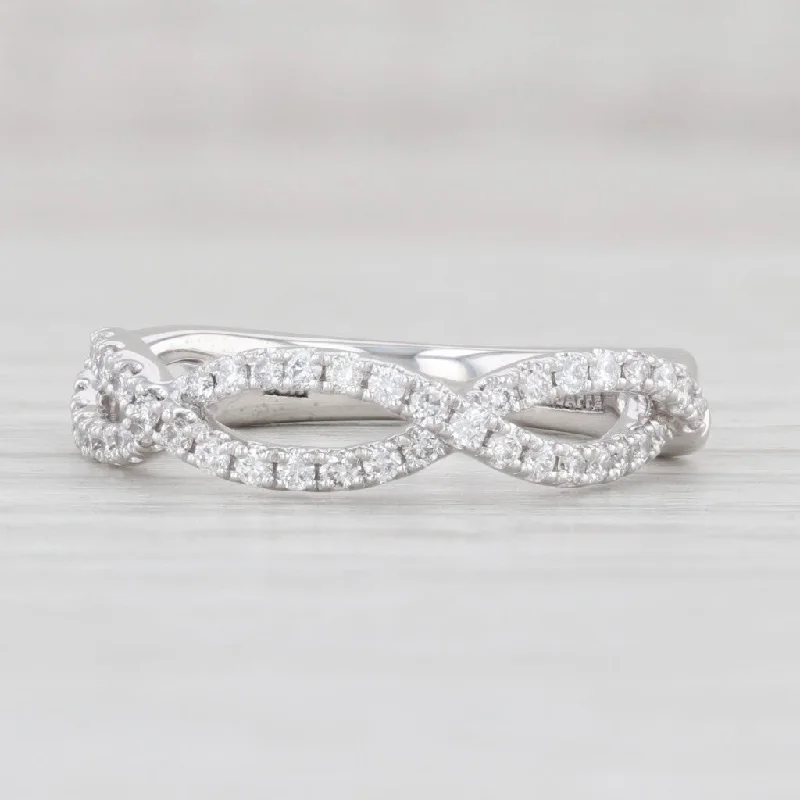 women’s split band engagement rings-Woven 0.35ctw Diamond Ring 18k White Gold Sz 5.75 Wedding Band Stackable A Jaffe