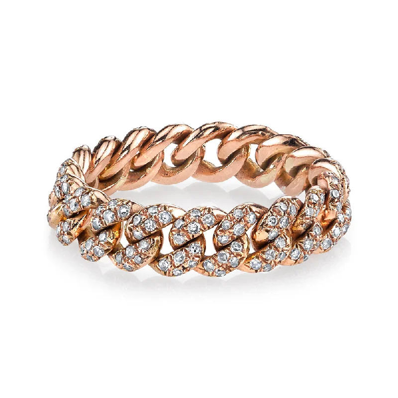 women’s unique rings-DIAMOND PAVE MINI LINK RING