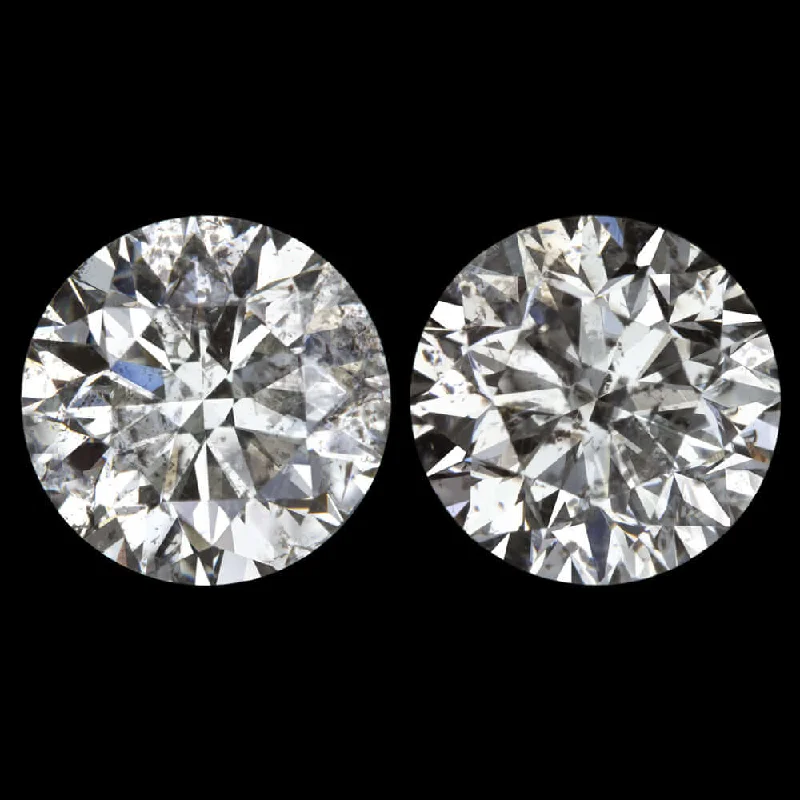 women’s big earrings-4 CARAT VERY GOOD CUT DIAMOND STUD EARRINGS ROUND BRILLIANT NATURAL PAIR 4ct RBC