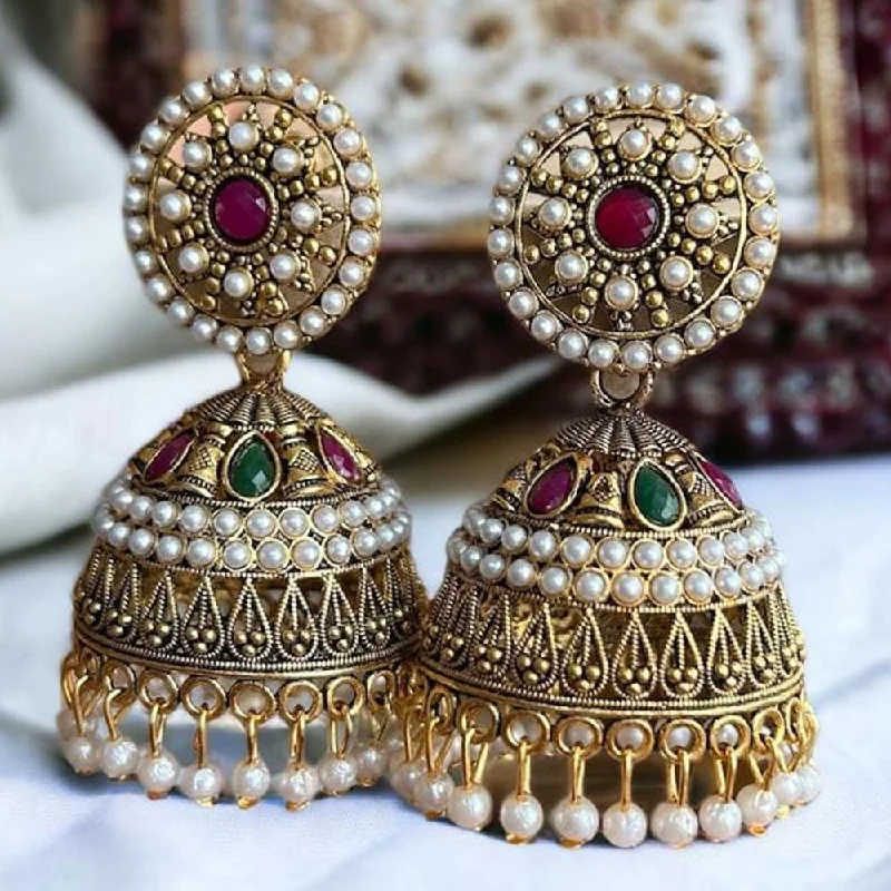 women’s gold stud earrings-Gehana Mahal Gold Plated Jhumki Earrings