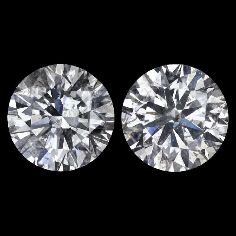 women’s minimalist earrings-3.13c F-G VERY GOOD CUT NATURAL DIAMOND STUD EARRINGS ROUND BRILLIANT PAIR 3ct