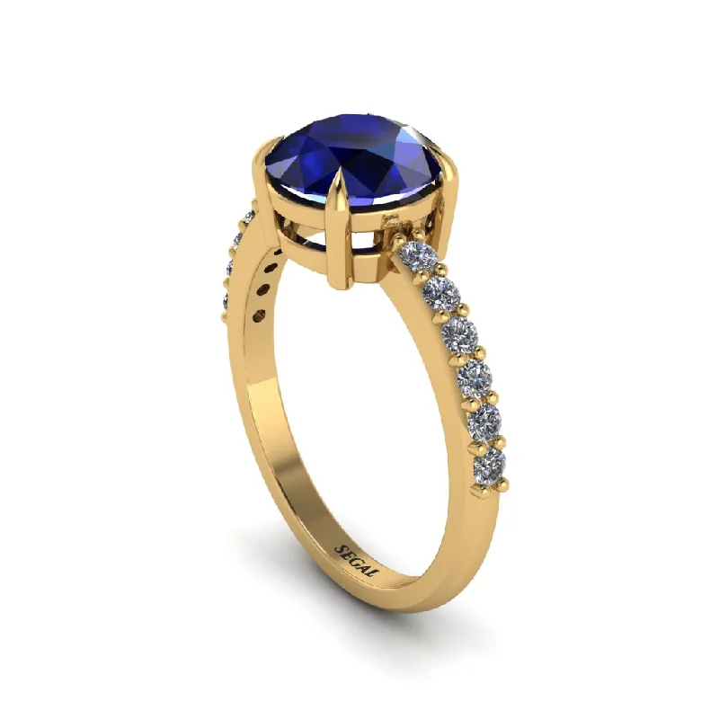 women’s solitaire round engagement rings-Traditional Sapphire Engagement Ring - Elaine No. 13