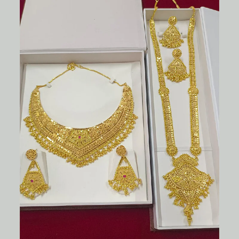 women’s boho necklaces-Pari Art Jewellery Forming Gold Necklace Combo