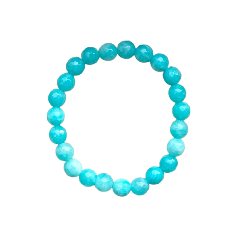 women’s luxury bracelets-Aqua Faceted Jade 8mm Bracelet