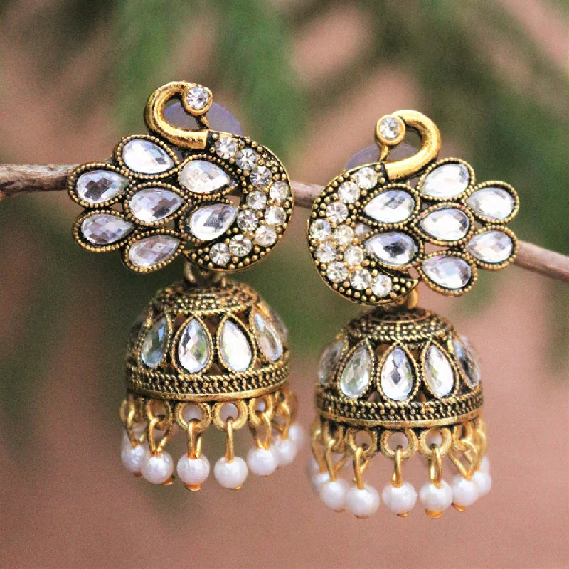 women’s hoop earrings with diamonds-H K Fashion Gold Plated Crystal Stone Jhumki Earrings