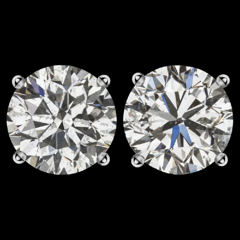 women’s flower earrings-4ct DIAMOND STUD EARRINGS VERY GOOD ROUND BRILLIANT CUT NATURAL MATCHING PAIR