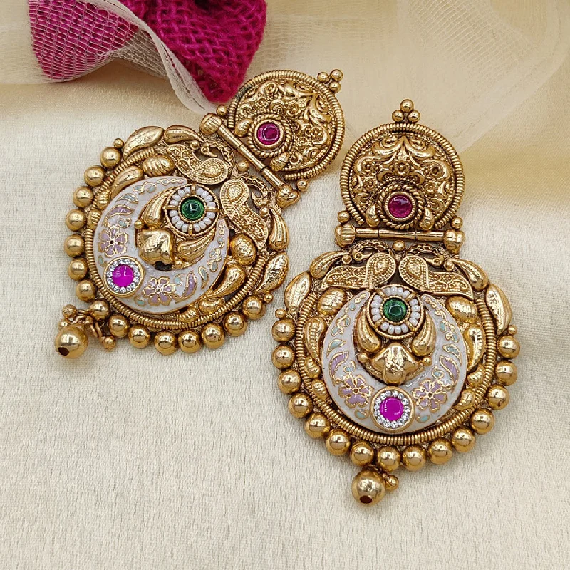 women’s birthday earrings-Jewel Addiction Copper Rajwadi Finish Pota Stone Dangler Earrings