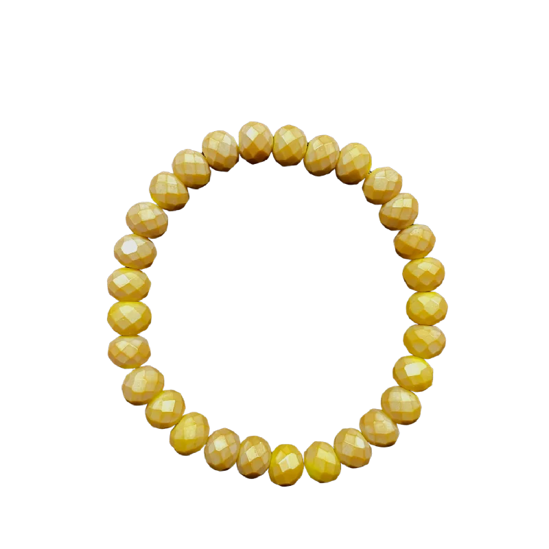 women’s diamond bracelets-Matte Old Gold Faceted Rondelle 8mm Bracelet