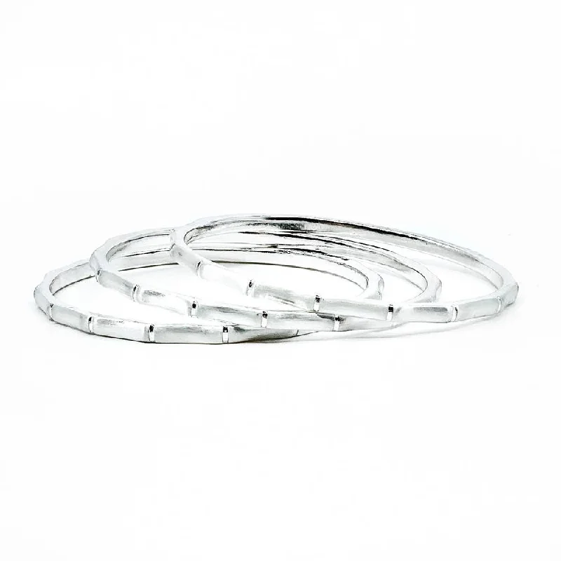 women’s adjustable diamond bracelets-Silver Cooper Bamboo Bangle