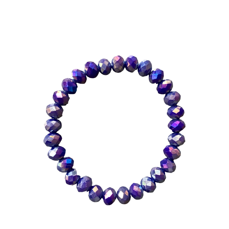 women’s cuff bracelets-Heliotrope Metallic Faceted Rondelle 8mm Bracelet