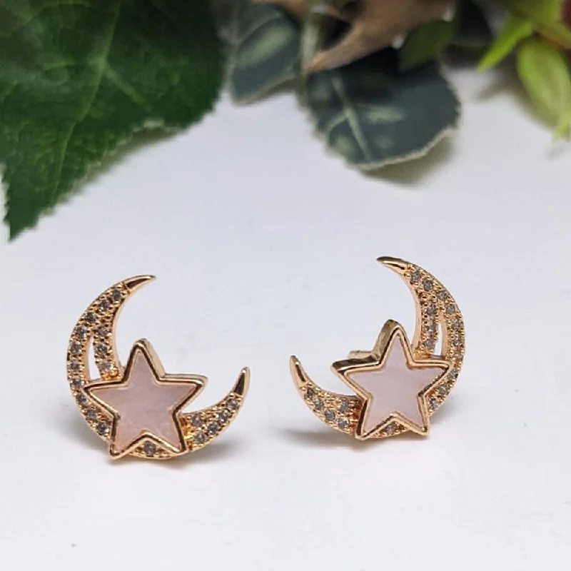 women’s gold hoop earrings-Aamrapali  Gold  Plated  American  Diamond  Stud   Earrings