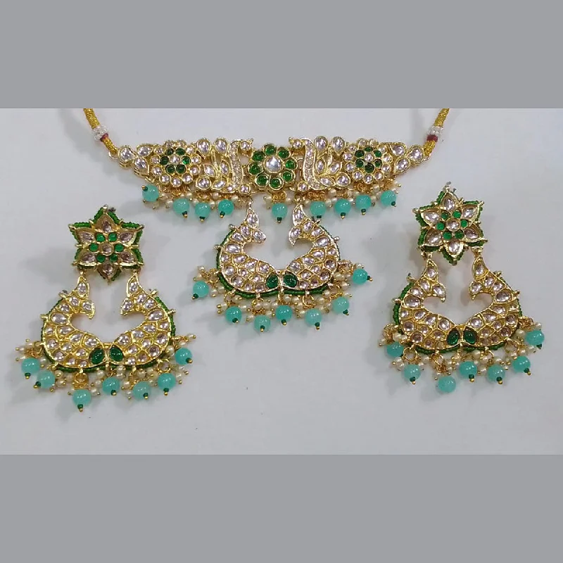 women’s pendant necklaces with birthstones-Midas Touch Gold Plated Kundan Stone Choker Necklace Set