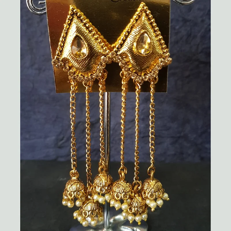 women’s luxury stud earrings-Shreeji Gold Plated Crystal  Stone Dangler Earrings