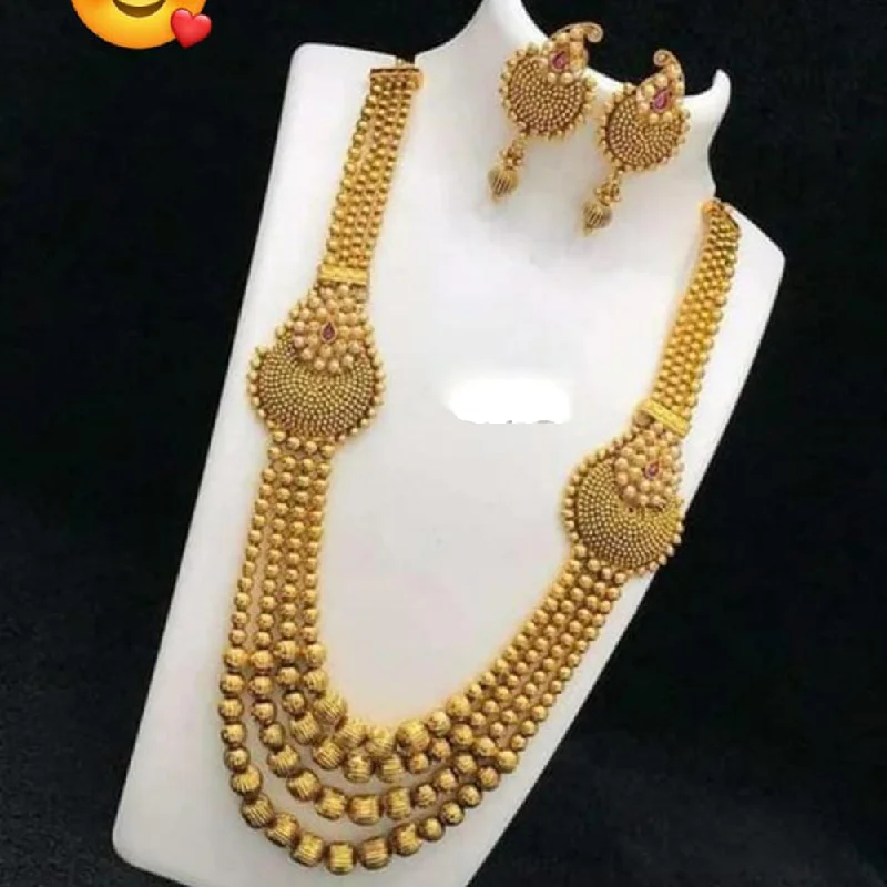 women’s diamond pendants-Manisha Jewellery Gold Plated Long Necklace Set