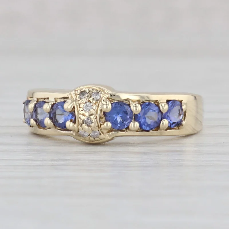 women’s emerald engagement rings-1.03ctw Tanzanite Diamond Ring 14k Yellow Gold Stackable Band Size 9.25