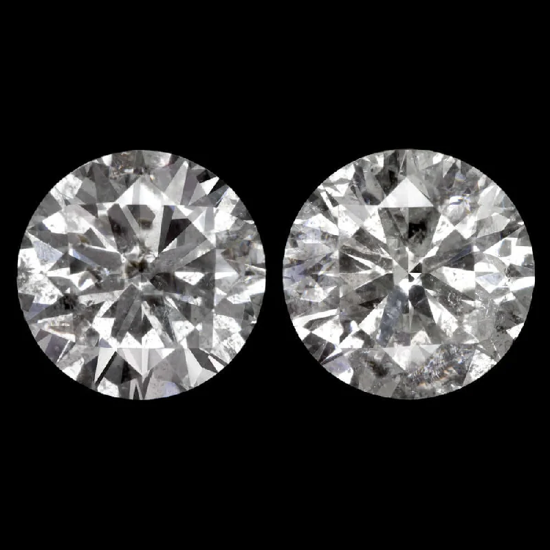 women’s diamond earrings-3.05ct VERY GOOD CUT NATURAL DIAMOND STUD EARRINGS ROUND BRILLIANT PAIR 3 CARAT