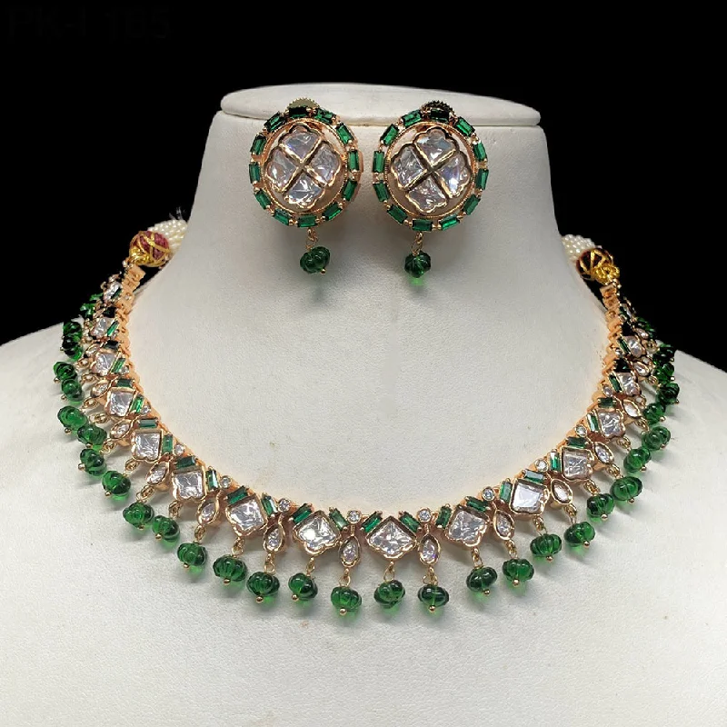 women’s pendant necklaces with diamonds-Amoliya Jewels Brass Polki Kundan Designer Necklace Set