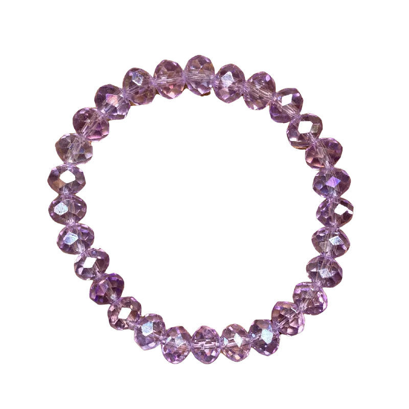 women’s round bangles-Lavender AB Faceted Rondelle 8mm Bracelet