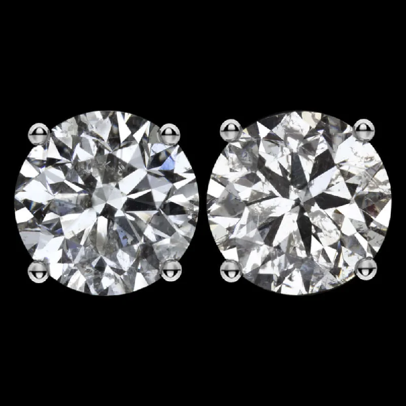 women’s gold statement earrings-2.25ct VERY GOOD CUT NATURAL DIAMOND STUD EARRINGS MATCHING PAIR ROUND BRILLIANT