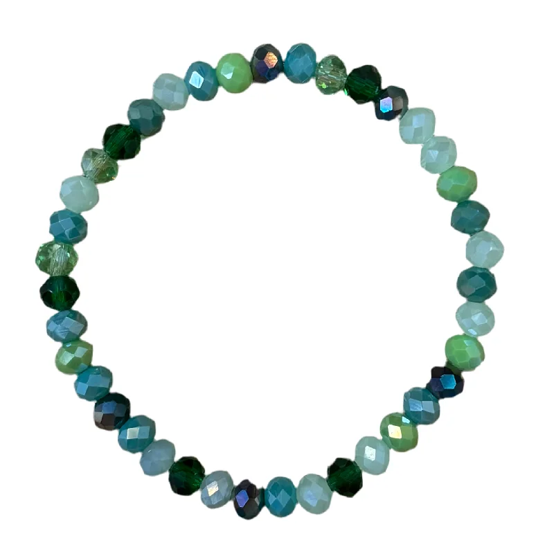 women’s engraved bracelets-Shamrock Green Mix Faceted Rondelle 6mm Bracelet